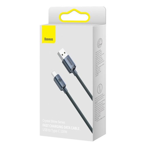 Baseus Crystal Shine Series kabel przewód USB do szybkiego ładowania i transferu danych USB Typ A - USB Typ C 100W 2m czarny (CA