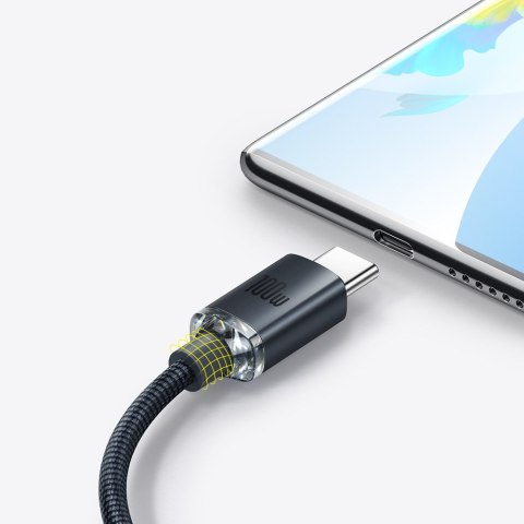 Baseus Crystal Shine Series kabel przewód USB do szybkiego ładowania i transferu danych USB Typ A - USB Typ C 100W 2m czarny (CA