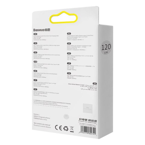 Baseus Crystal Shine Series kabel przewód USB do szybkiego ładowania i transferu danych USB Typ C - Lightning 20W 1,2m czarny (C