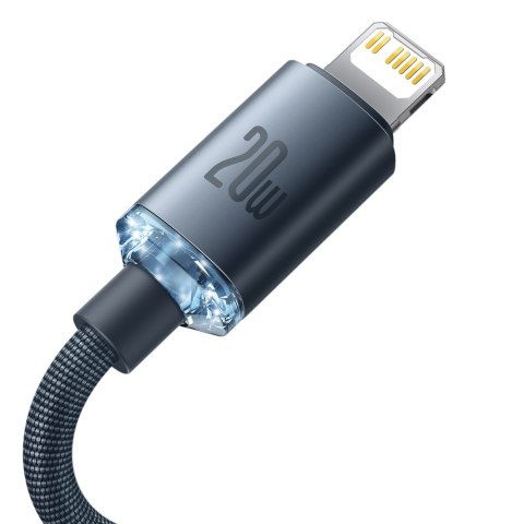 Baseus Crystal Shine Series kabel przewód USB do szybkiego ładowania i transferu danych USB Typ C - Lightning 20W 2m czarny (CAJ