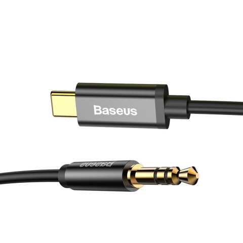 Baseus kabel audio stereo przejścióka AUX 3,5 mm mini jack - USB Typ C do telefonu tabletu 120cm czarny (CAM01-01)