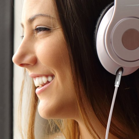 Baseus kabel audio stereo przejścióka AUX 3,5 mm mini jack - USB Typ C do telefonu tabletu 120cm czarny (CAM01-01)