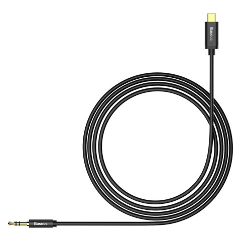 Baseus kabel audio stereo przejścióka AUX 3,5 mm mini jack - USB Typ C do telefonu tabletu 120cm czarny (CAM01-01)