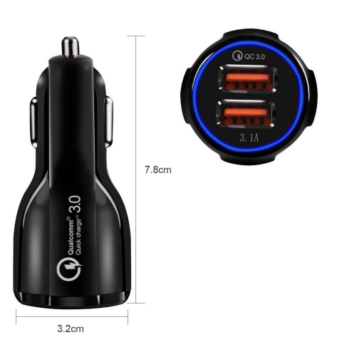 Ładowarka samochodowa 3,1A 2xUSB Quick Charge 3.0