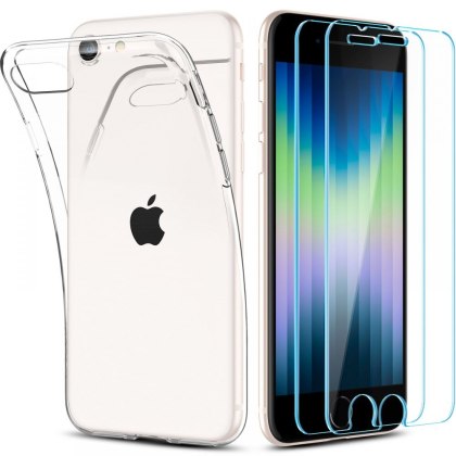 Etui + 2 Szkła Spigen Crystal do iPhone 7 / 8 / SE 2020 / 2022 Crystal Clear