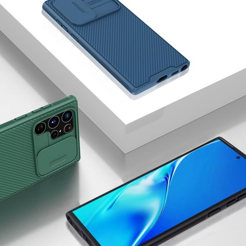 Etui Pancerne CamShield Pro Samsung Galaxy S22 Ultra osłona na aparat kamerę niebieski