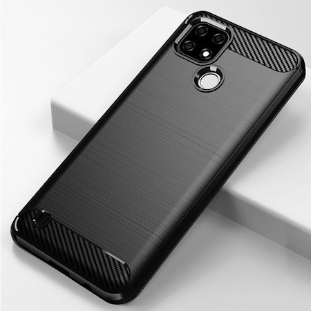 Etui Carbon Case + Szkło Hartowane Płaskie do Realme C21