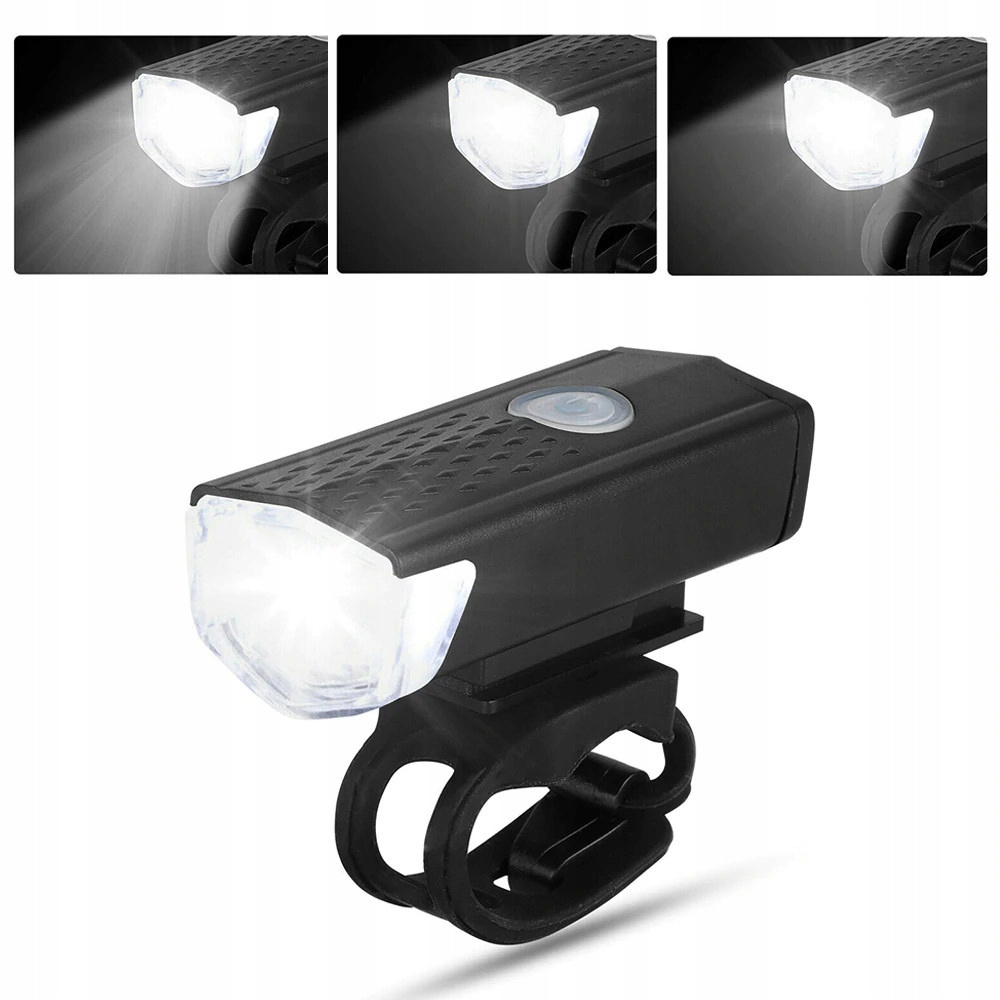 Zestaw lampek rowerowych LED: przód, tył, kabel do ładowania