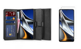 Etui Wallet Portfel z Klapką + Szkło Hartowane Płaskie do Xiaomi Poco X4 Pro 5G