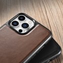 Etui ICarer Leather Oil Wax pokryte naturalną skórą do iPhone 13 Pro Max brązowy