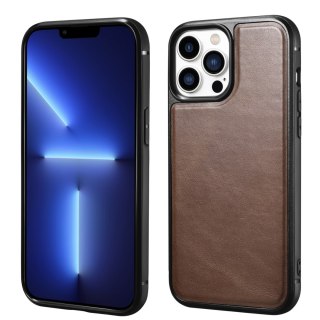 Etui ICarer Leather Oil Wax pokryte naturalną skórą do iPhone 13 Pro brązowy