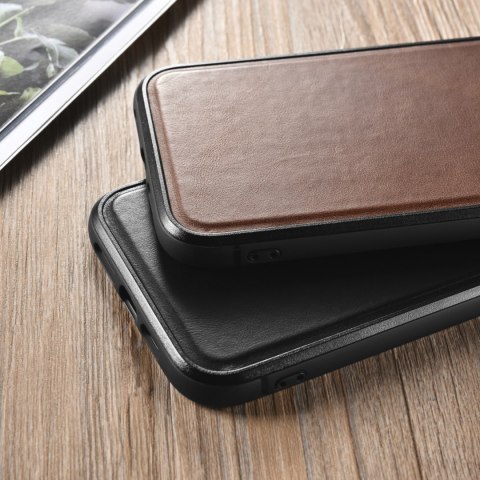 Etui ICarer Leather Oil Wax pokryte naturalną skórą do iPhone 13 Pro brązowy