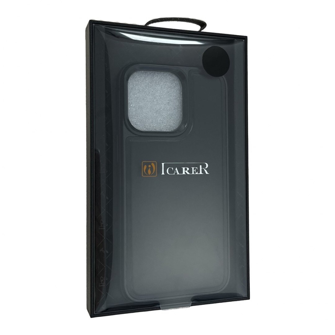 Etui ICarer Leather Oil Wax pokryte naturalną skórą do iPhone 13 (kompatybilne z MagSafe) czarny