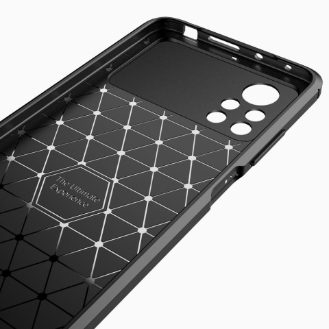 Elastyczne Etui Carbon Case Czarny + Szkło Hartowane do Xiaomi Poco X4 Pro 5G