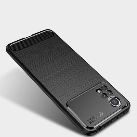 Elastyczne Etui Carbon Case Czarny + Szkło Hartowane do Xiaomi Poco X4 Pro 5G