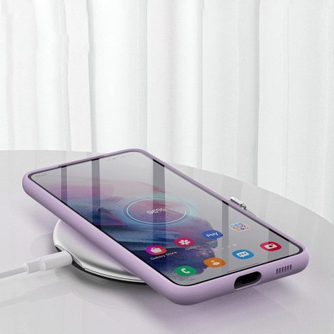 Etui Icon Violet + Szkło Hartowane Płaskie do Samsung Galaxy S21 FE