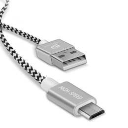 Zestaw Kabel nylonowy USB / micro USB 5V 2A 1M + USB / micro USB 5V 3A 20cm Dux Ducis K-TWO KII Series srebrny