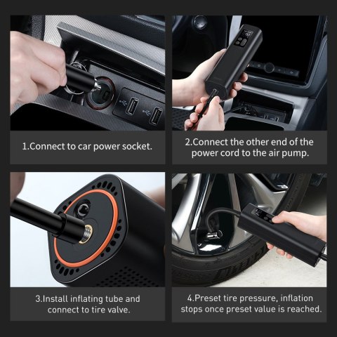 Baseus mini kompresor samochodowy pompka do kół na gniazdo zapalniczki czarny (CRCQ000001)