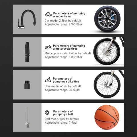 Baseus mini kompresor samochodowy pompka do kół na gniazdo zapalniczki czarny (CRCQ000001)