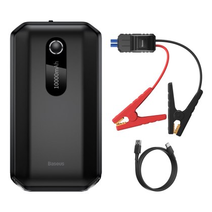 Baseus power bank Power Starter Jump Starter urządzenie rozruchowe booster 1000mAh 12V (1000A / 500A) + kable krokodylki czarny
