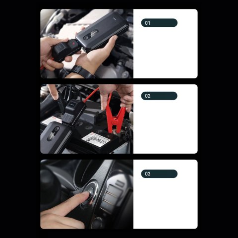 Baseus power bank Power Starter Jump Starter urządzenie rozruchowe booster 1000mAh 12V (1000A / 500A) + kable krokodylki czarny