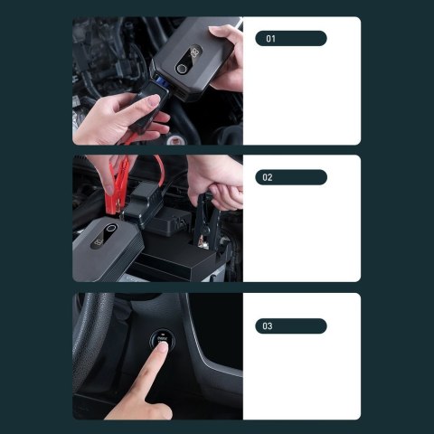 Baseus power bank Power Starter Jump Starter urządzenie rozruchowe booster 2000mAh 12V (2000A / 1000A) + kable krokodylki czarny