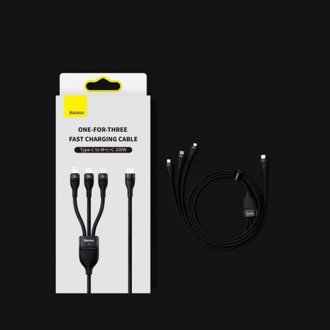 Baseus Flash Series II kabel USB Typ C / USB Typ A - USB Typ C / Lightning / micro USB 100 W 1,5 m niebieski (CASS030203)