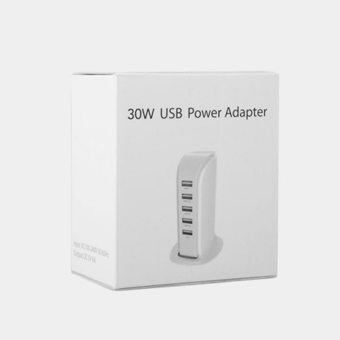 Dudao ładowarka sieciowa 5x USB z wbudowanym kablem sieciowym EU biały (A5EU)