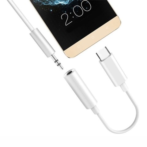 Adapter przejściówka z USB Typ C na gniazdo audio 3.5 mini jack biały