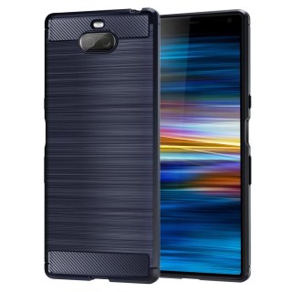 Elastyczne etui pokrowiec Carbon Case do Sony Xperia 10 niebieski