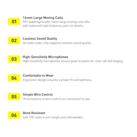 Baseus Encok H17 słuchawki przewodowe minijack 3.5mm biały (NGCR020002)