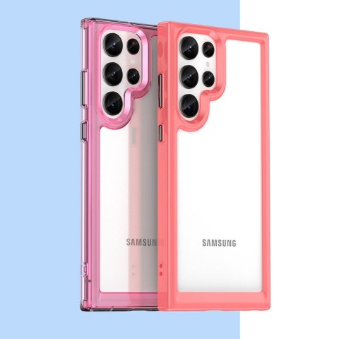 Etui Outer Braders sztywny pokrowiec z żelową ramką do Samsung Galaxy S22 Ultra czerwony