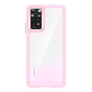 Etui Outer Braders sztywny pokrowiec z żelową ramką do Xiaomi Redmi Note 11 Pro różowy