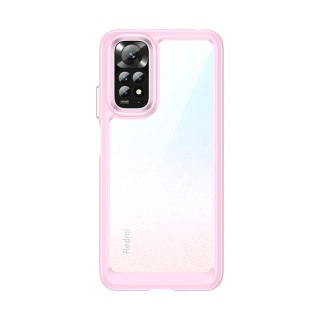 Etui Outer Braders sztywny pokrowiec z żelową ramką do Xiaomi Redmi Note 11 różowy