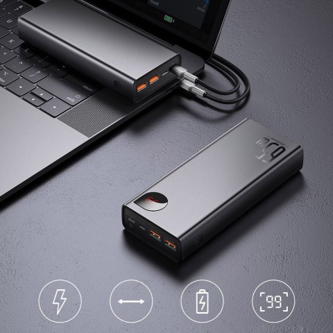 Baseus Adaman power bank 2x USB / 1x USB Typ C / 1x micro USB 20000mAh 65W Quick Charge 4.0 Power Delivery czarny (PPIMDA-D01)