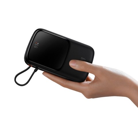 Baseus Qpow power bank 10000mAh wbudowany kabel USB Typu C 22.5W Quick Charge SCP AFC FCP biały (PPQD020102)