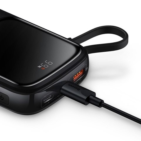 Baseus Qpow power bank 10000mAh wbudowany kabel USB Typu C 22.5W Quick Charge SCP AFC FCP biały (PPQD020102)