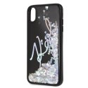 Etui Karl Lagerfeld do iPhone Xs Max czarny/black hard case Signature Liquid Glitter Sequins