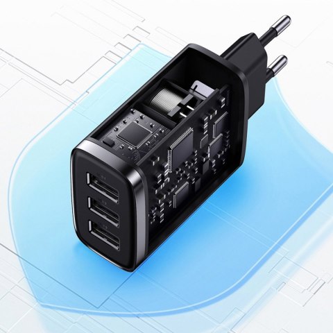 Baseus Compact ładowarka sieciowa 3x USB 17W czarny (CCXJ020101)