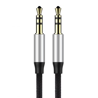 Baseus Yiven M30 kabel audio stereo AUX 3,5 mm męski mini jack 1,5m srebrno-czarny (CAM30-CS1)