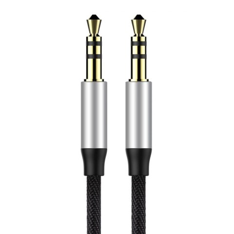 Baseus Yiven M30 kabel audio stereo AUX 3,5 mm męski mini jack 1,5m srebrno-czarny (CAM30-CS1)