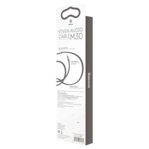 Baseus Yiven M30 kabel audio stereo AUX 3,5 mm męski mini jack 1,5m srebrno-czarny (CAM30-CS1)