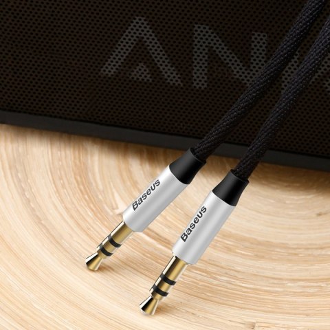 Baseus Yiven M30 kabel audio stereo AUX 3,5 mm męski mini jack 1m srebrno-czarny (CAM30-BS1)
