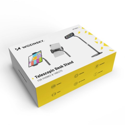 Wozinsky stojak na tablet i telefon na biurko czarny (WTHBK4)