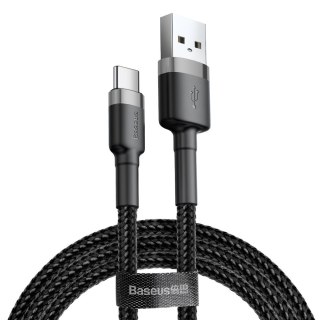 Baseus Cafule Cable wytrzymały nylonowy kabel przewód USB / USB-C QC3.0 2A 3M czarno-szary (CATKLF-UG1)
