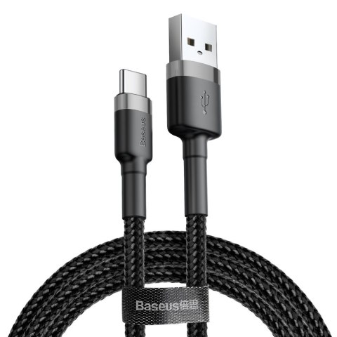 Baseus Cafule Cable wytrzymały nylonowy kabel przewód USB / USB-C QC3.0 2A 3M czarno-szary (CATKLF-UG1)