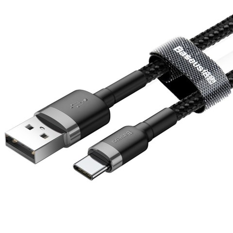 Baseus Cafule Cable wytrzymały nylonowy kabel przewód USB / USB-C QC3.0 2A 3M czarno-szary (CATKLF-UG1)