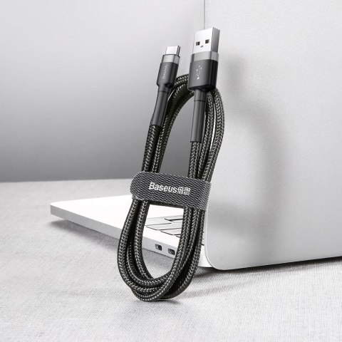 Baseus Cafule Cable wytrzymały nylonowy kabel przewód USB / USB-C QC3.0 2A 3M czarno-szary (CATKLF-UG1)