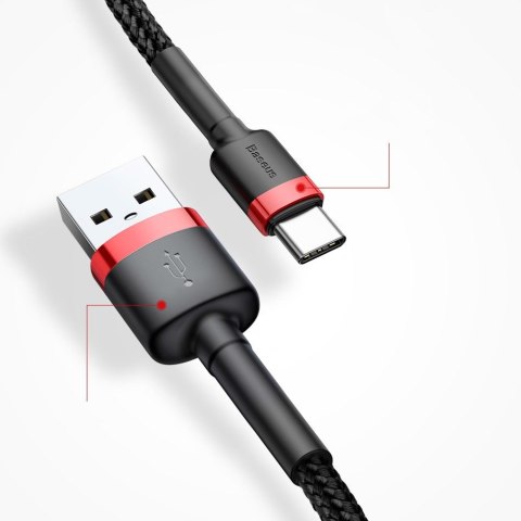 Baseus Cafule Cable wytrzymały nylonowy kabel przewód USB / USB-C QC3.0 2A 3M czarno-szary (CATKLF-UG1)