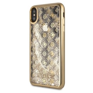 Etui Guess do iPhone Xs Max złoty /gold hard case 4G Peony Liquid Glitter